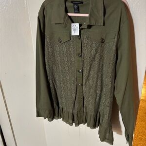 Ashley Stewart Olive Green Cotton Jacket. Size 22/24